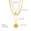 PVD Coated 18K Gold Plated Round Stainless Steel Retro Punk Waterproof Non Tarnish 304 Stainless Steel Layered Necklaces