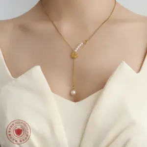 Wholesale PVD Coated Real Gold Plated 18K Gold Geometric 304 Stainless Steel Fashion Waterproof Non Tarnish 304 Stainless Steel Necklace