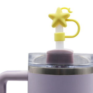 Silicone pure yellow star and moon 10mm / Bag does not include straw