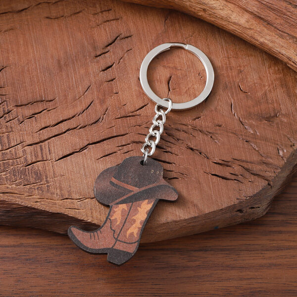 Wholesale Western ethnic style cowboy hat and boot charm keychain