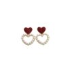 oly-54373afcef26e272cc9b3dbc35f449a0 Wholesale Wine Red Retro Hong Kong Style Ear Clip Without Ear Holes Temperament High-end Pearl Earrings Ear Clip Earrings