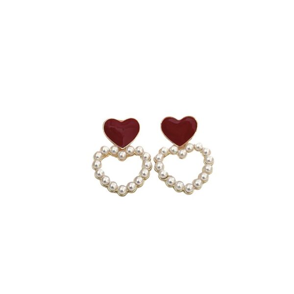oly-54373afcef26e272cc9b3dbc35f449a0 Wholesale Wine Red Retro Hong Kong Style Ear Clip Without Ear Holes Temperament High-end Pearl Earrings Ear Clip Earrings