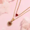 304 Stainless Steel Glass Heart Shape Ion Plating (IP) Artificial Rhinestones 18K Gold Plated Vintage Style French Style Classic Style Waterproof Non Tarnish Inlay Cable Chain Multicolor-Golden Yellow Pendant Necklace Necklace