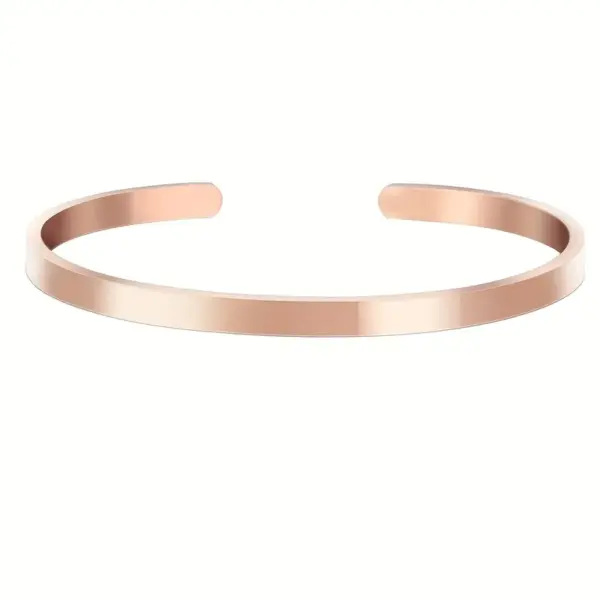 304 Stainless Steel Solid Color PVD Coated 18K Real Gold Plated Vacation Classic Style Waterproof Non Tarnish Plating Bangle