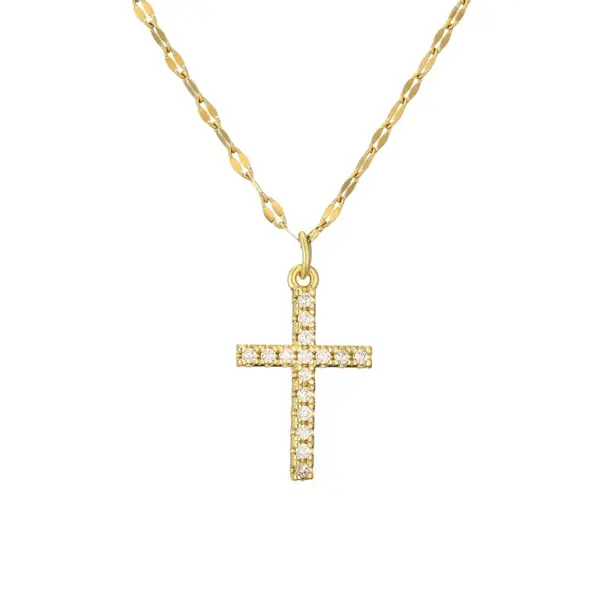 Wholesale PVD Coated Cross Tree Stainless Steel Copper Casual Simple Style Waterproof Non Tarnish Titanium Steel Pendant Necklace