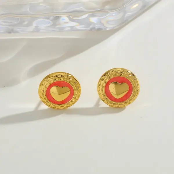 Wholesale Geometric Heart Shaped Stainless Steel 18K Gold Plated Earrings Fashionable Casual Elegant Cute Polished Finish For All Seasons