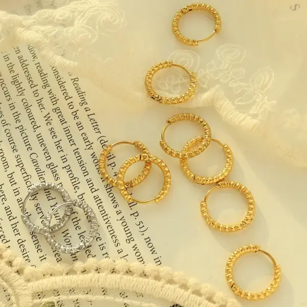 PVD Coated 18K Gold Plated 18K Gold 304 Stainless Steel Retro Earrings