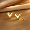 Wholesale Electroplating PVD Coated 18K Gold Plated Imitation Heart Shape 304 Stainless Steel Sweet Simple Style Classic Earrings Necklace Jewelry Set