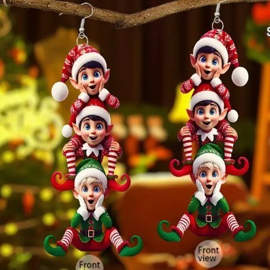 Wholesale Cute elf gingerbread man earrings for Christmas