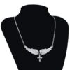 Wholesale Cross-border European and American New exaggerated fashion angel wings pendant necklace diamond wings cross temperament necklace