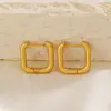 Wholesale PVD Coated 18K Gold Plated Square 304 Stainless Steel Simple Style Waterproof Non Tarnish Earrings