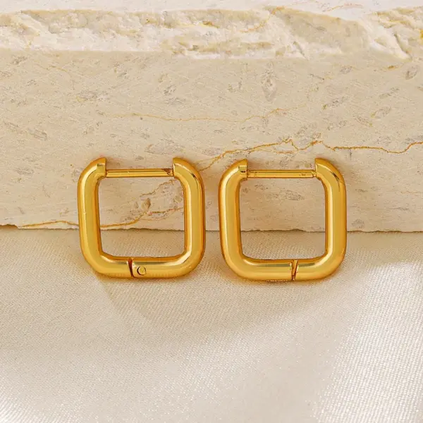 Wholesale PVD Coated 18K Gold Plated Square 304 Stainless Steel Simple Style Waterproof Non Tarnish Earrings
