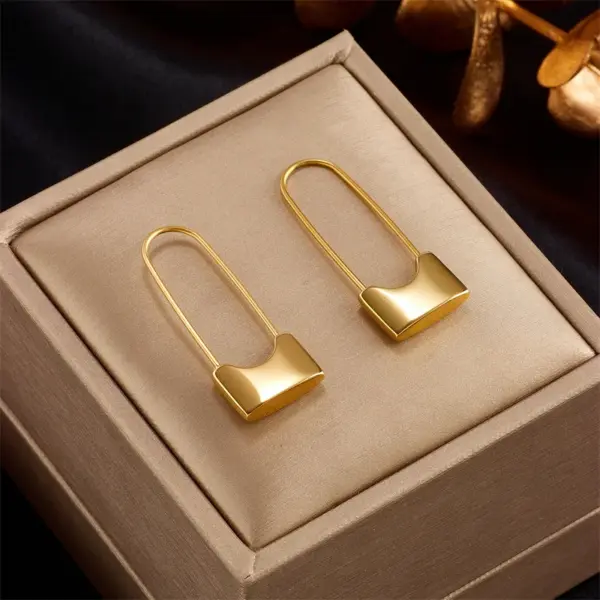 Wholesale PVD Coated 18K Gold Plated Solid Color 304 Stainless Steel Punk Waterproof Non Tarnish Earrings