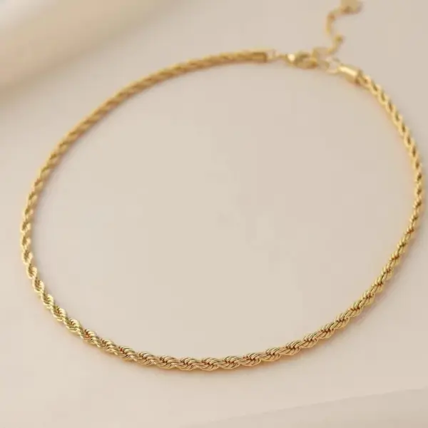 Wholesale PVD Coated 18K Gold Real Gold Plated Twist 304 Stainless Steel Simple Style Waterproof Non Tarnish 304 Stainless Steel Necklace