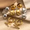 Wholesale PVD Coated Round Heart Shape 304 Stainless Steel Simple Style Waterproof Non Tarnish Earrings