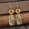 Wholesale Vintage style wooden sunflower acrylic earrings