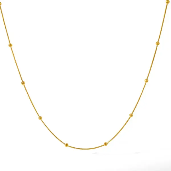Wholesale 316 Stainless Steel Gold Plated Vacuum Electroplating (In-Furnace) Gold-Plated Unisex Bead Chain Mix And Match Necklace