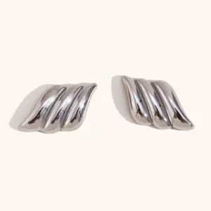 Geometric Three-Layer Wing Stud Earrings-Silver
