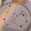 Wholesale Jewelry Elegant Modern Style Flower Titanium Steel Plating Cable Chain Bracelets Necklace