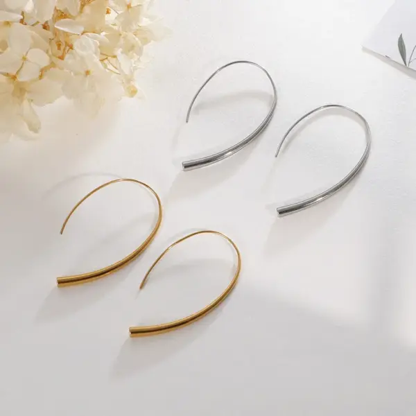 Wholesale PVD Coated 18K Gold Plated Geometric Titanium Steel Korean Style Waterproof Non Tarnish Earrings