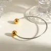 Stainless Steel Ball PVD Coated Real Gold Plated Simple Style Waterproof Non Tarnish Gold Bangle