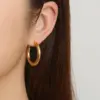 Wholesale 201 Stainless Steel Solid Color Electroplated 18K Real Gold Plated Casual Simple Style Waterproof Non Tarnish Earrings