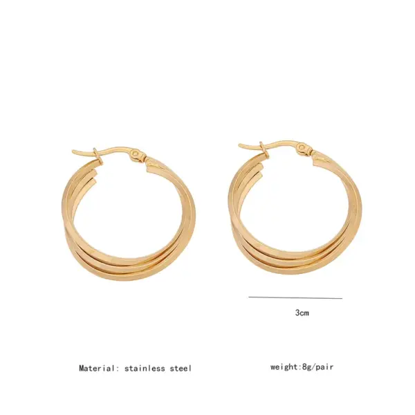 Wholesale PVD Coated 18K Gold Real Gold Plated C Shape Stainless Steel Commute Waterproof Non Tarnish Hoop Earrings Ear Studs