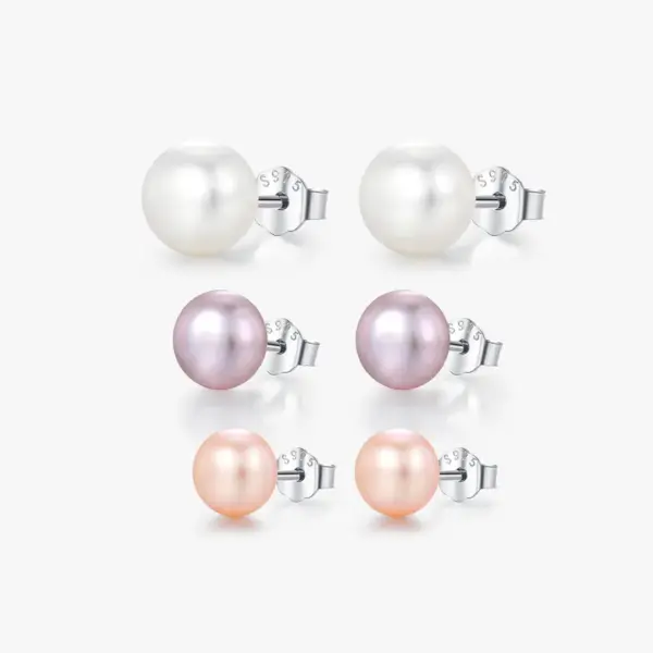Wholesale 1 Pair IG Style Elegant Sweet Oval Plating 925 Sterling Silver Freshwater Pearl Stone-Free Electroplated Silver Plated Women's White Pink Purple Ear Studs