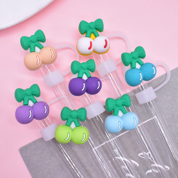 Wholesale Random 10pcs 10MM multicolor cherry dust plug straw accessories