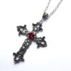 Wholesale Amazon Cross-border Creative Flower Pattern Cross Diamond Necklace Gothic AliExpress Amazon wish Europe and America