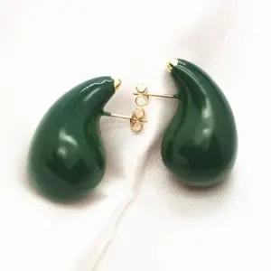 Enamel Dark Green Earrings