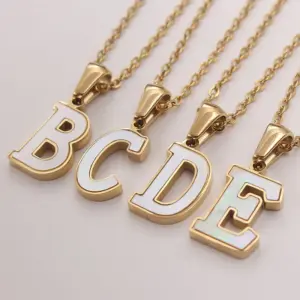 Wholesale Jewelry Simple Style Commute Letter 304 Stainless Steel Shell Gold Plated Plating Inlay Pendant Necklace