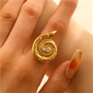 12 18K Real Gold Snail M-183 / Adjustable Opening / 1 Piece