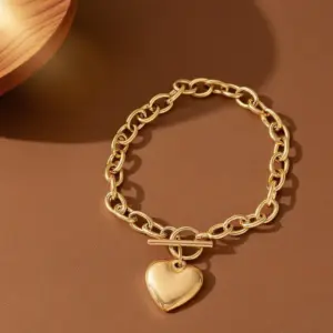 S02181-OT Heart-shaped Clasp Bracelet - Gold