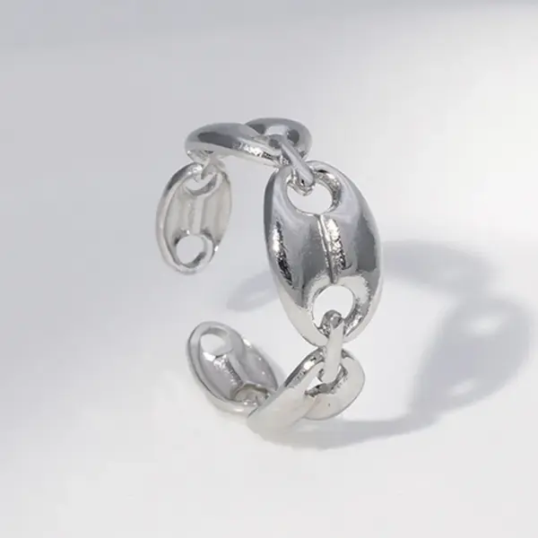 PVD Coated Real Gold Plated Geometric Stainless Steel Fashion Waterproof Non Tarnish Open Ring