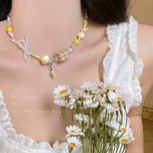 Yellow beaded necklace