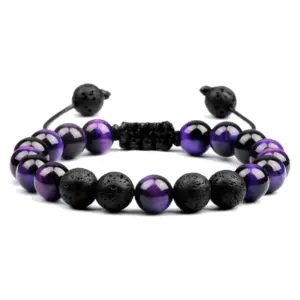 Purple Tiger Eye Volcanic Stone Bracelet