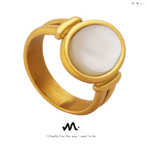 oly-5492c4c8d9742e1a4de553540fbf74a4 Wholesale French Ins Style Vintage White Sea Shellfish Charming Ring Jewelry Plated with 18 Real Gold Titanium Steel Finger Ring Jewelry A256