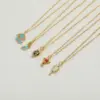 Wholesale Elegant Luxurious Classic Style Geometric Letter High Heel Copper Enamel Plating Inlay Zircon 14k Gold Plated Pendant Necklace