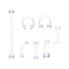Geometric Pattern Acrylic Invisible Lip Ring Navel Ring Tongue Stud Soft Rod Horseshoe Ring Eyebrow Piercing Handmade