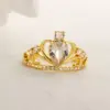 Classic Style Commute Crown Copper 18k Gold Plated Zircon Open Ring In Bulk