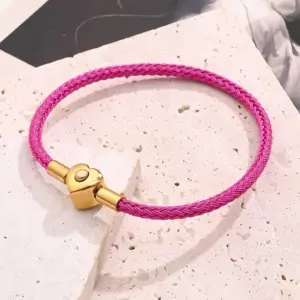 Purple Pink Wire Rope Love Snap Carrying Strap (Gold) / Wire Diameter:3mm (Length:175~185mm) / 1 Strand/Package