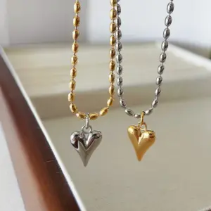 Wholesale Jewelry Simple Style Heart Shape Titanium Steel Plating Pendant Necklace