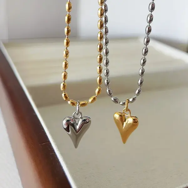 Wholesale Jewelry Simple Style Heart Shape Titanium Steel Plating Pendant Necklace