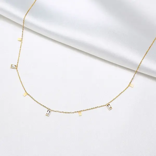 Wholesale PVD Coated Real Gold Plated Triangle Square Water Droplets 201 Stainless Steel Fairy Style Simple Style Waterproof Non Tarnish 201 Stainless Steel Necklace