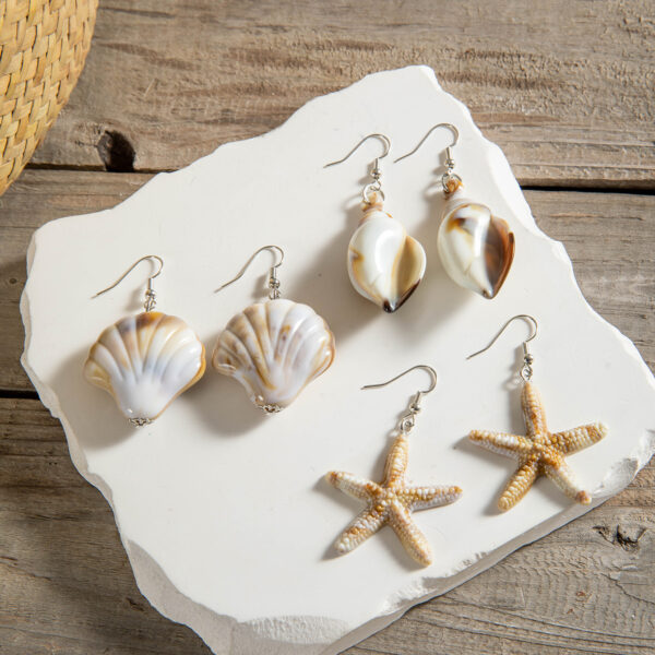 Wholesale European and American Cross-border Retro Distinctive Beach Wind Conch Shell Earrings Acrylic Starfish Holiday Wind Earrings for Women