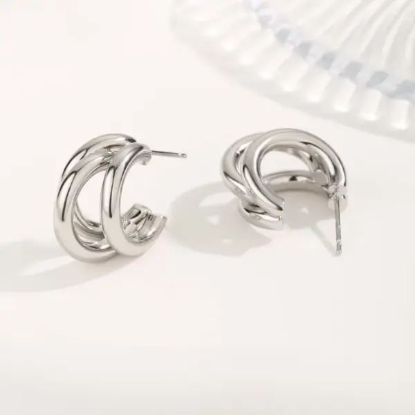 Vacuum Plating Real Gold Plated 18K Gold Irregular Square Water Droplets 304 Stainless Steel Streetwear Waterproof Non Tarnish Ear Studs