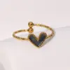 Wholesale PVD Coated Real Gold Plated 18K Gold Heart Shape 304 Stainless Steel Cute Vintage Style Waterproof Non Tarnish Open Rings