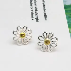 Flower Stud Earrings【Silver Yellow Gold】