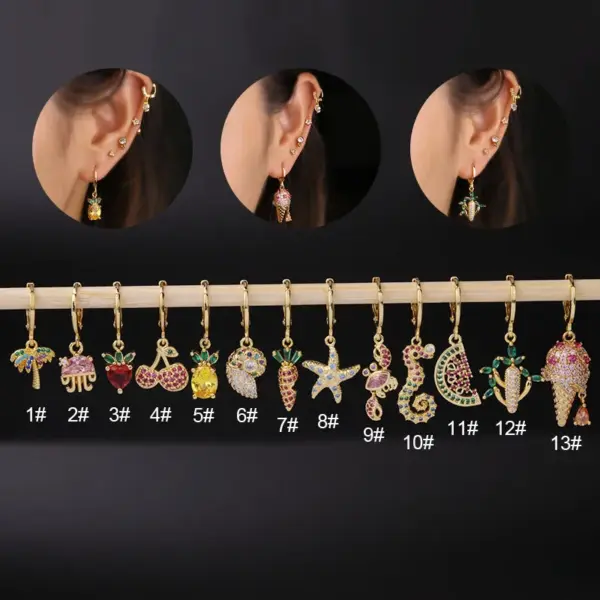 Wholesale Ear Cartilage Rings & Studs Geometric Copper Artificial Gemstones